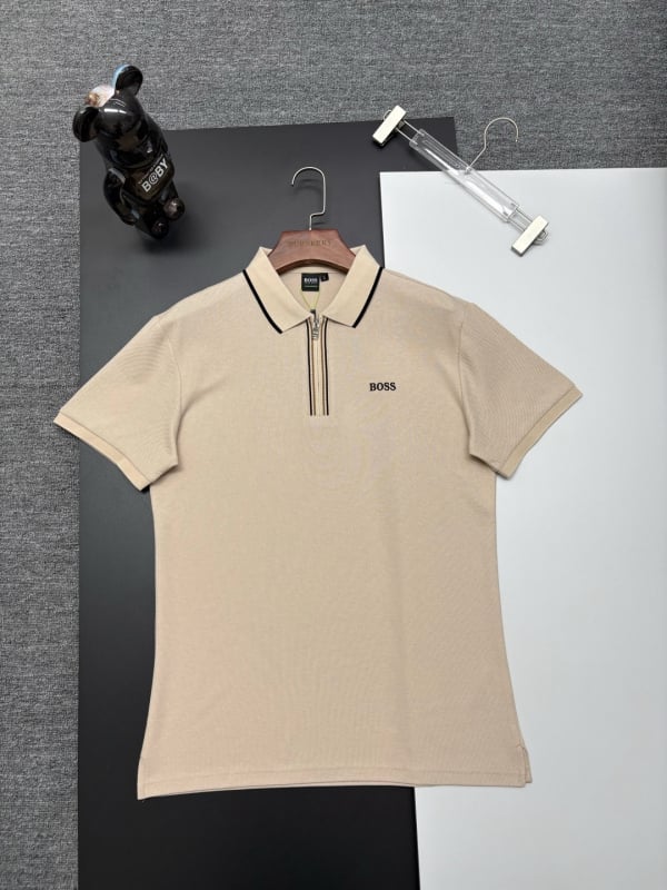 Polo bărbătesc, croială Slim Fit, din bumbac 96%+, mâneci scurte, respirabil și absorbant de transpirație, broderie