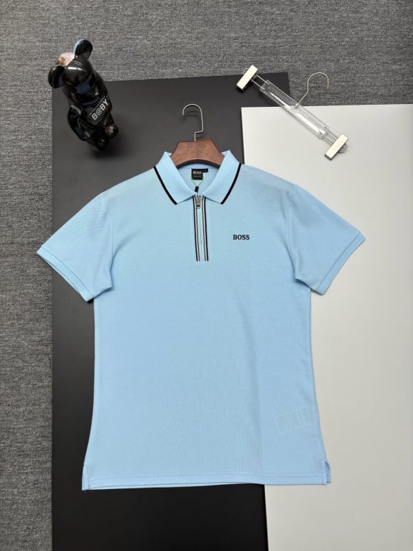 Polo bărbătesc, croială Slim Fit, din bumbac 96%+, mâneci scurte, respirabil și absorbant de transpirație, broderie