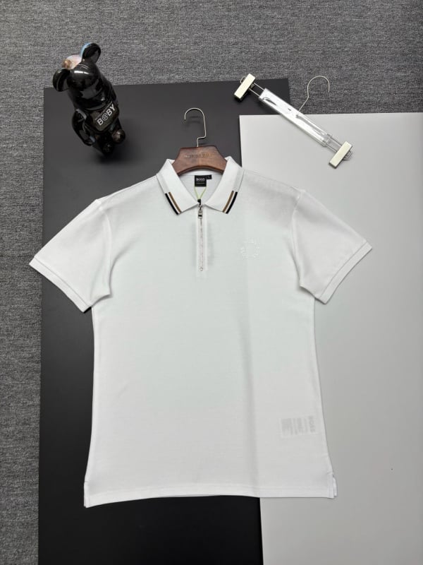 Polo bărbătesc, croială Slim Fit, din bumbac 96%+, mâneci scurte, respirabil și absorbant de transpirație, broderie