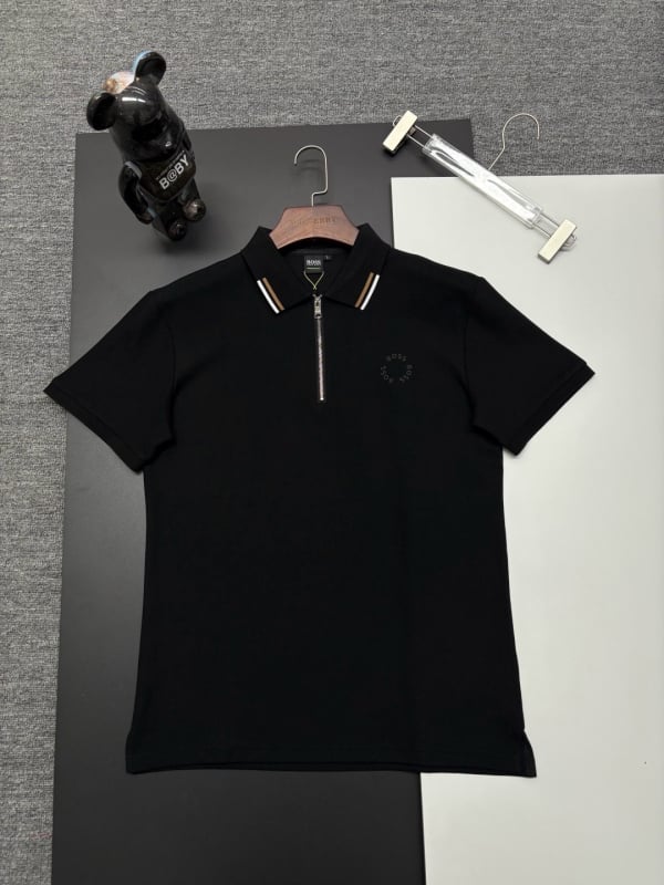 Polo bărbătesc, croială Slim Fit, din bumbac 96%+, mâneci scurte, respirabil și absorbant de transpirație, broderie