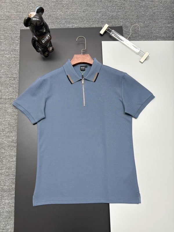 Polo bărbătesc, croială Slim Fit, din bumbac 96%+, mâneci scurte, respirabil și absorbant de transpirație, broderie