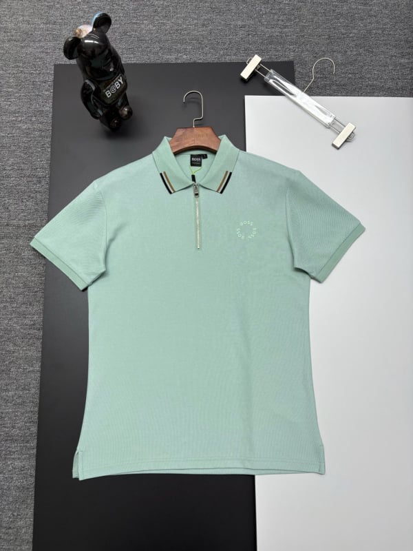 Polo bărbătesc, croială Slim Fit, din bumbac 96%+, mâneci scurte, respirabil și absorbant de transpirație, broderie