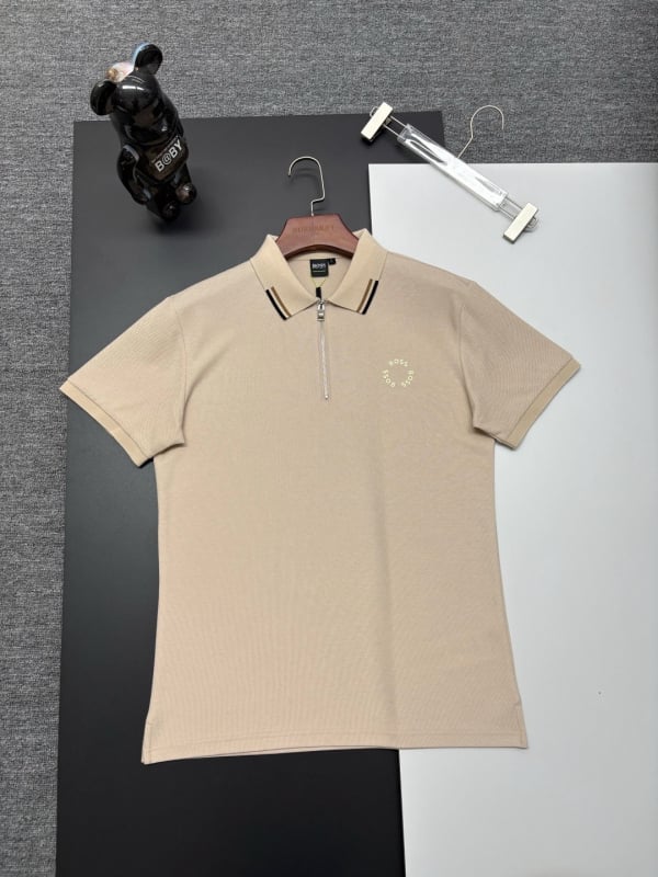 Polo bărbătesc, croială Slim Fit, din bumbac 96%+, mâneci scurte, respirabil și absorbant de transpirație, broderie