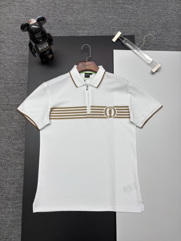 Polo bărbătesc, croială Slim Fit, din bumbac 96%+, mâneci scurte, respirabil și absorbant de transpirație, broderie