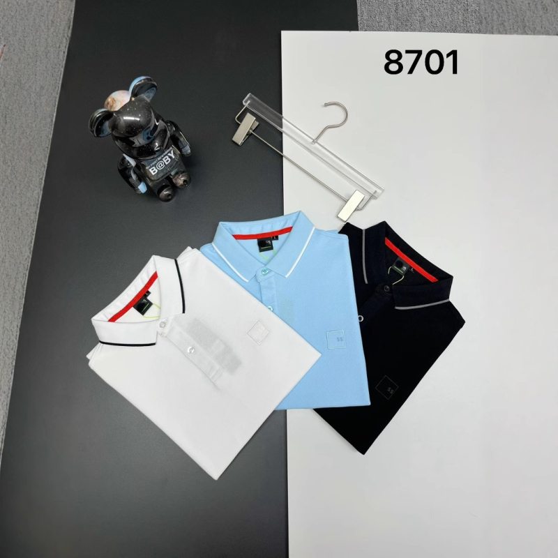 Polo bărbătesc, croială Slim Fit, din bumbac 96%+, mâneci scurte, respirabil și absorbant de transpirație, broderie