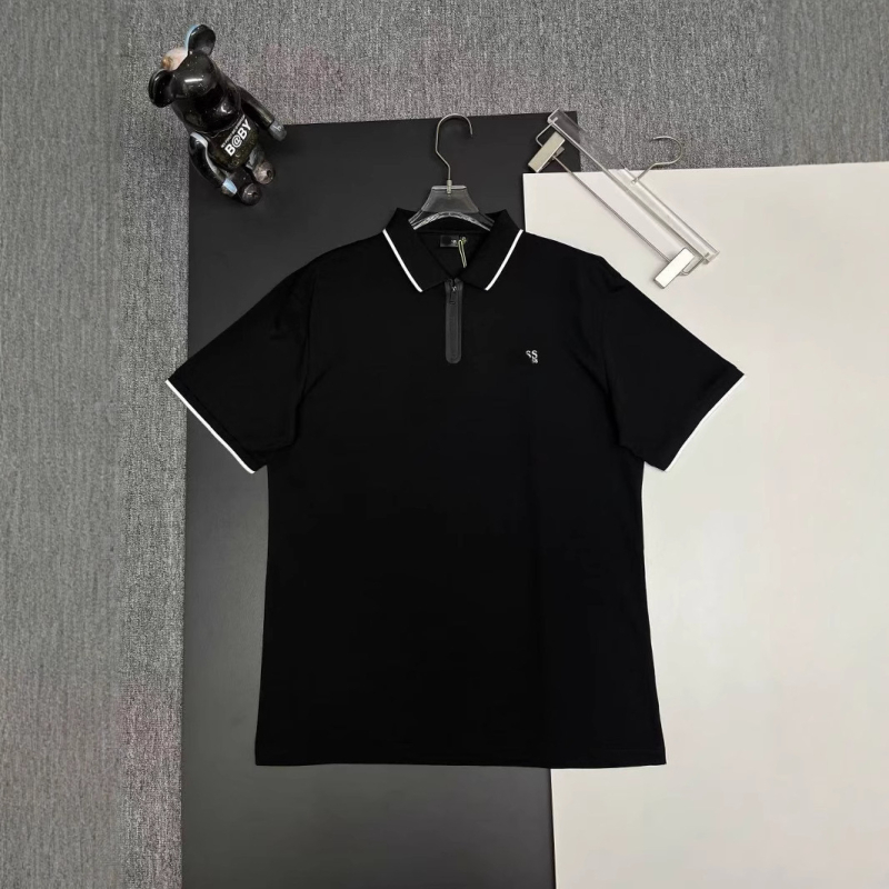 Polo bărbătesc, croială Slim Fit, din bumbac 96%+, mâneci scurte, respirabil și absorbant de transpirație, broderie