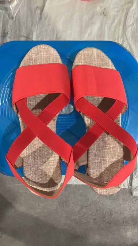 Sandale romane pentru femei, vârf în formă de gură de pește, partea superioară din plasă, talpă din cauciuc, toc înclinant 3–5 cm, curea elastică