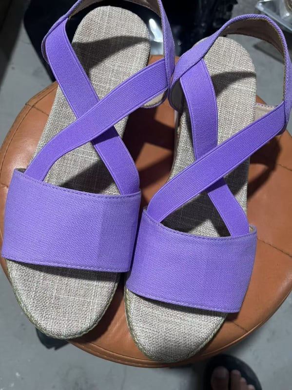 Sandale romane pentru femei, vârf în formă de gură de pește, partea superioară din plasă, talpă din cauciuc, toc înclinant 3–5 cm, curea elastică