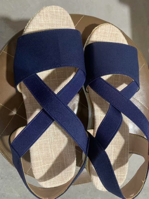 Sandale romane pentru femei, vârf în formă de gură de pește, partea superioară din plasă, talpă din cauciuc, toc înclinant 3–5 cm, curea elastică