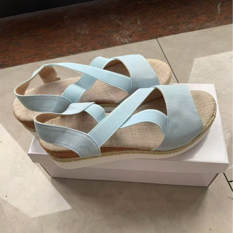 Sandale romane pentru femei, vârf în formă de gură de pește, partea superioară din plasă, talpă din cauciuc, toc înclinant 3–5 cm, curea elastică