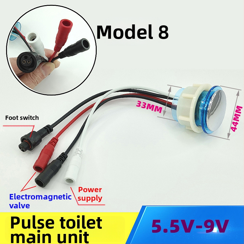 WC pulzusszelepes vezérlő – PVC, egységes kivitel, modell AC-001, öblítési mód, felső végén lévő gomb