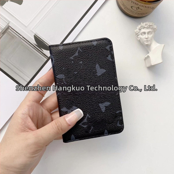 Portofel pentru carduri cu două pliuri, material PU, model în carouri, unisex, stil retro european-american