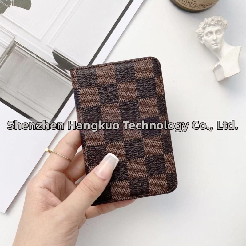 Peňaženka na karty s dvoma skladmi, PU materiál, káro vzor, unisex, európsko-americký retro štýl