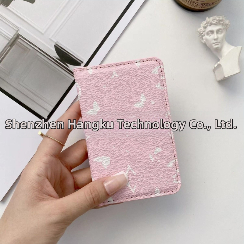 Portofel pentru carduri cu două pliuri, material PU, model în carouri, unisex, stil retro european-american