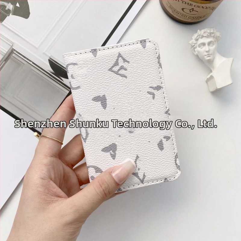 Portofel pentru carduri cu două pliuri, material PU, model în carouri, unisex, stil retro european-american