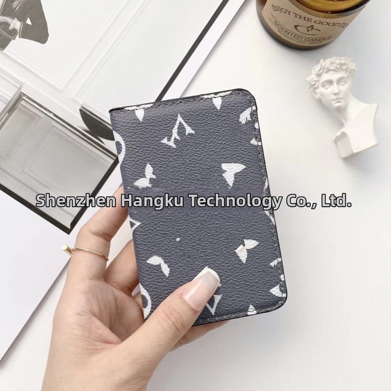 Portofel pentru carduri cu două pliuri, material PU, model în carouri, unisex, stil retro european-american