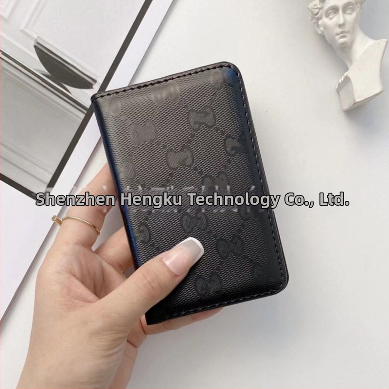 Portofel pentru carduri cu două pliuri, material PU, model în carouri, unisex, stil retro european-american