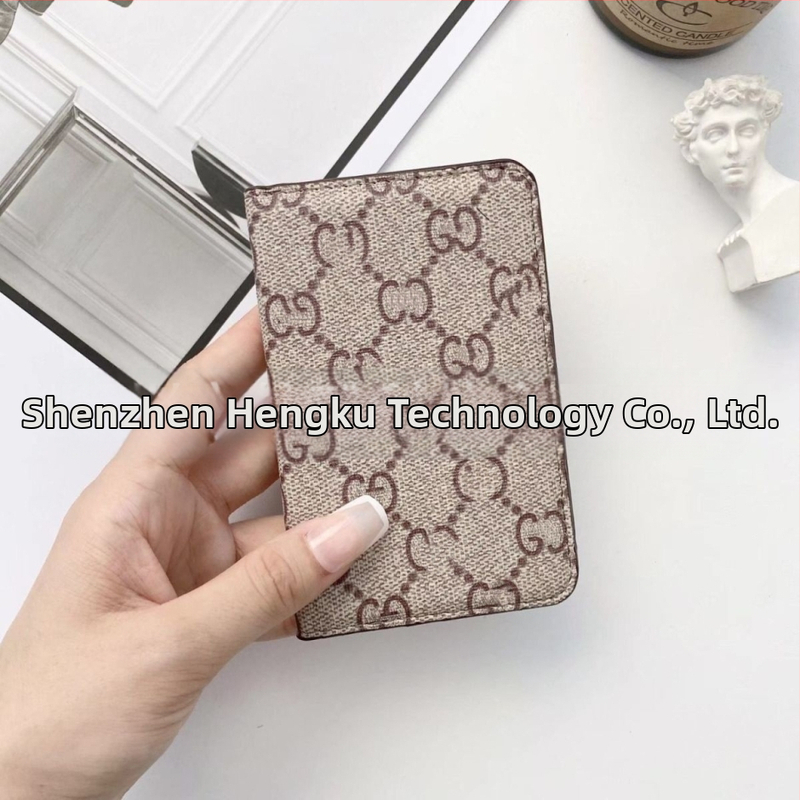 Portofel pentru carduri cu două pliuri, material PU, model în carouri, unisex, stil retro european-american