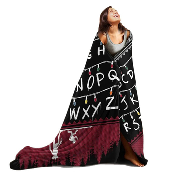 Cuvertură cu imprimeu litere, poliester moale, stil european-american, primăvară și toamnă, micșorare 2–4%, personalizare disponibilă