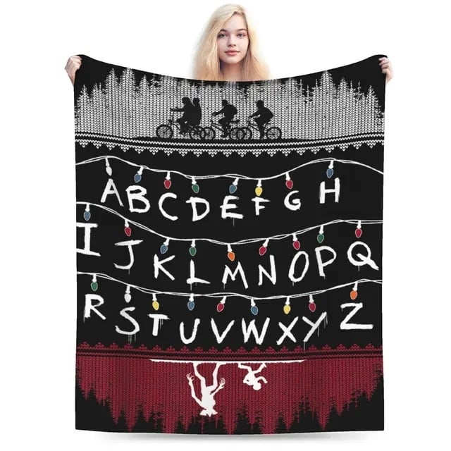 Cuvertură cu imprimeu litere, poliester moale, stil european-american, primăvară și toamnă, micșorare 2–4%, personalizare disponibilă