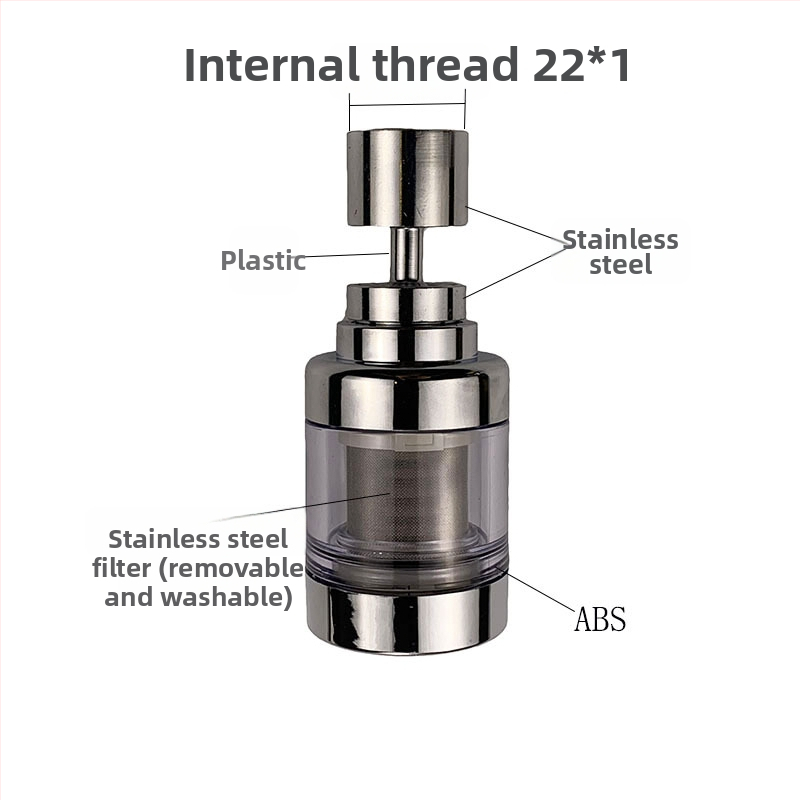 Filtračná hubica na kohútik, nerezová oceľ, univerzálne otáčajúci sa výstup s tromi úrovňami toku, kryt proti striekaniu a predĺženie