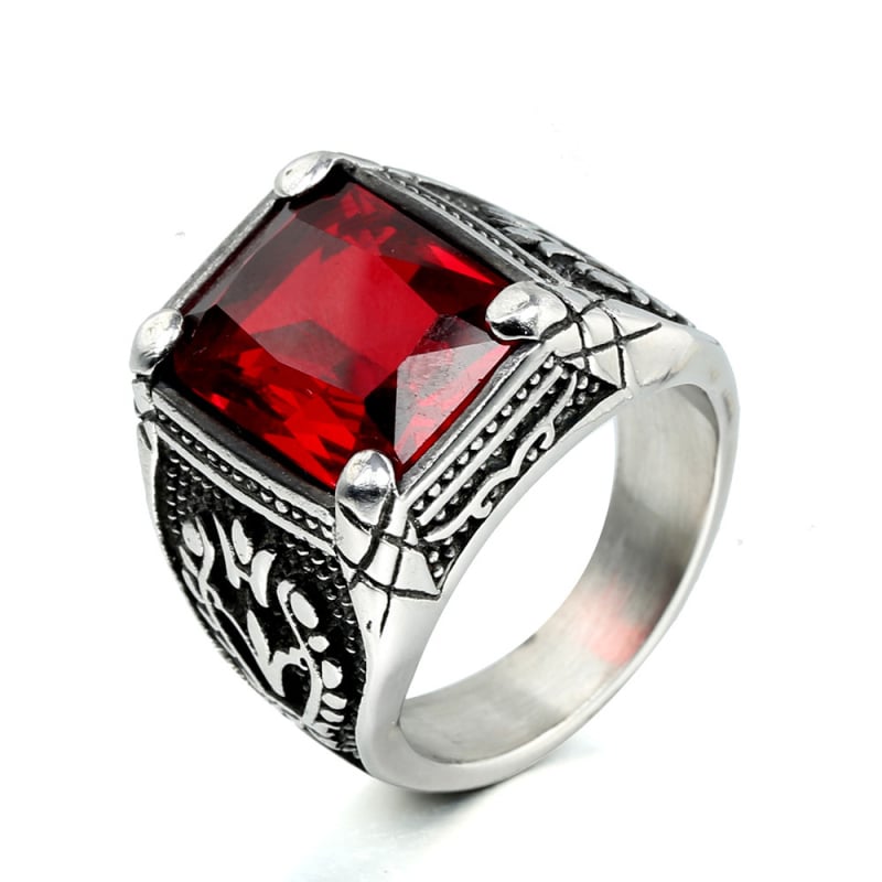 Geometriai tulipán mintás gyűrű ékkővel, kézzel készített titánacélból, uniszex, Jin Ziying