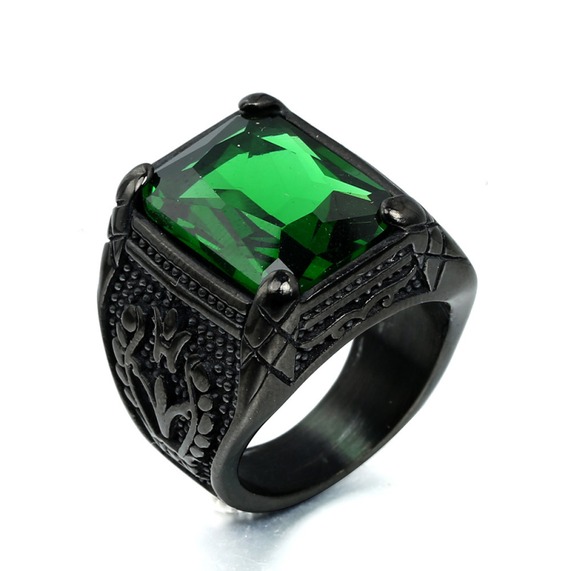 Geometriai tulipán mintás gyűrű ékkővel, kézzel készített titánacélból, uniszex, Jin Ziying