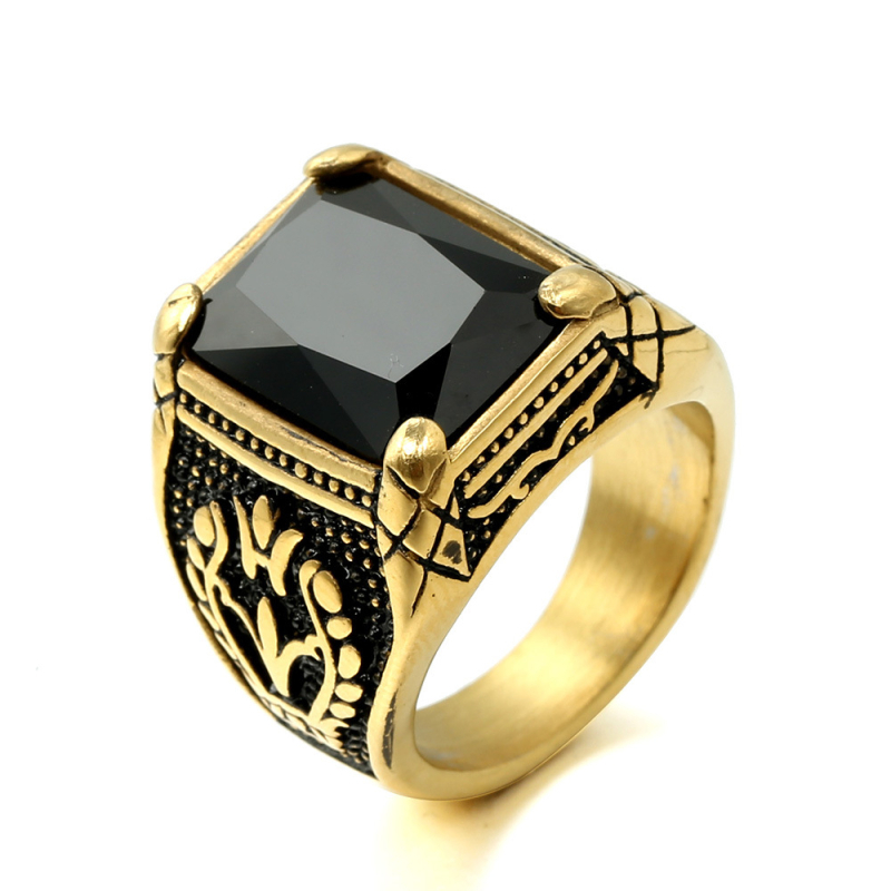 Geometriai tulipán mintás gyűrű ékkővel, kézzel készített titánacélból, uniszex, Jin Ziying