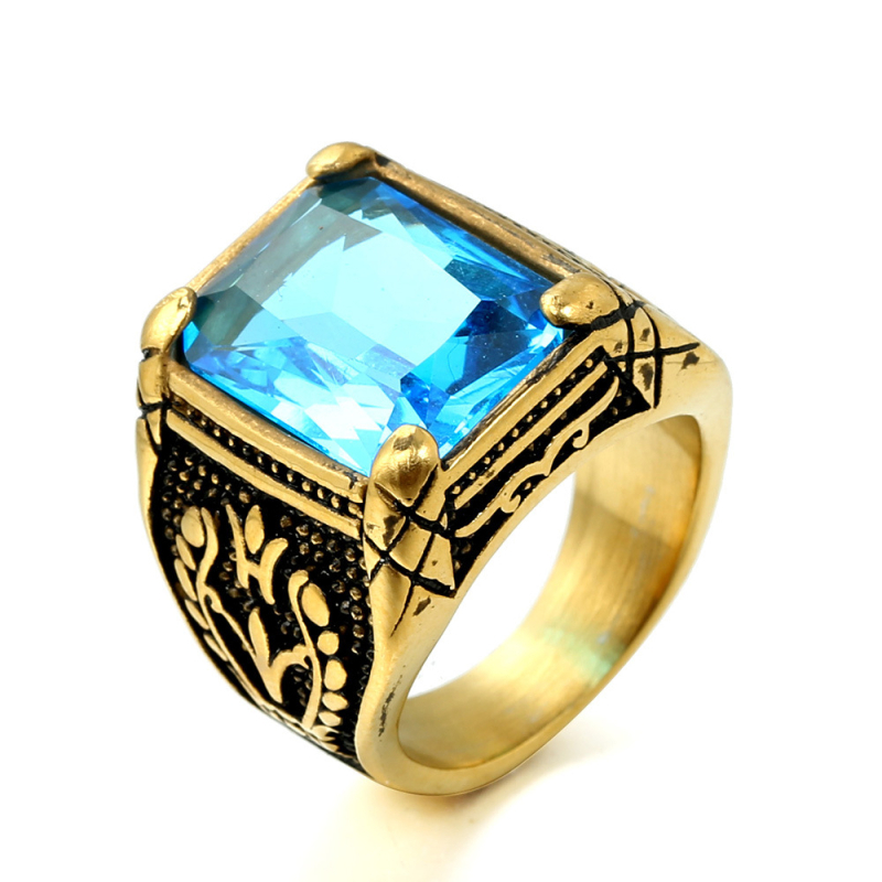 Geometriai tulipán mintás gyűrű ékkővel, kézzel készített titánacélból, uniszex, Jin Ziying