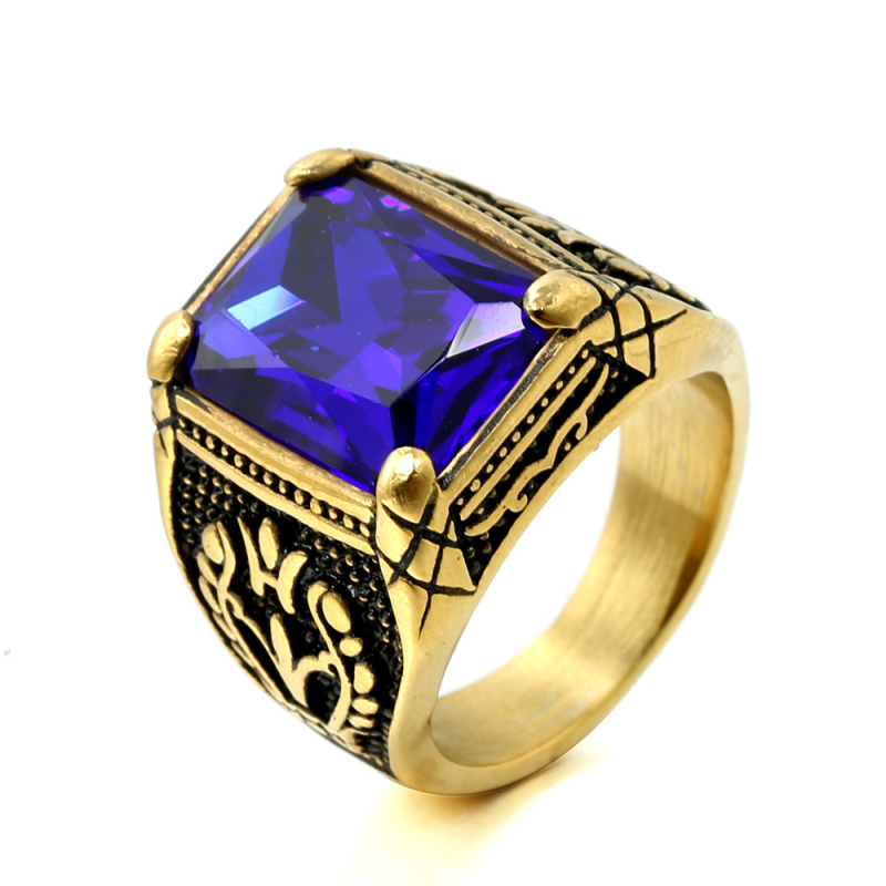 Geometriai tulipán mintás gyűrű ékkővel, kézzel készített titánacélból, uniszex, Jin Ziying