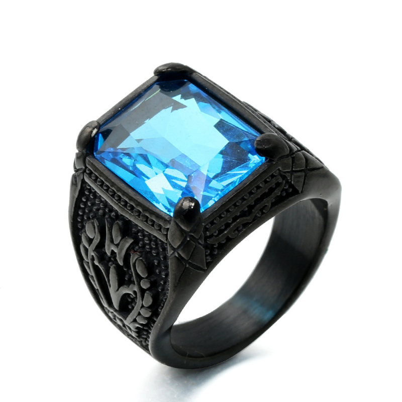 Geometriai tulipán mintás gyűrű ékkővel, kézzel készített titánacélból, uniszex, Jin Ziying