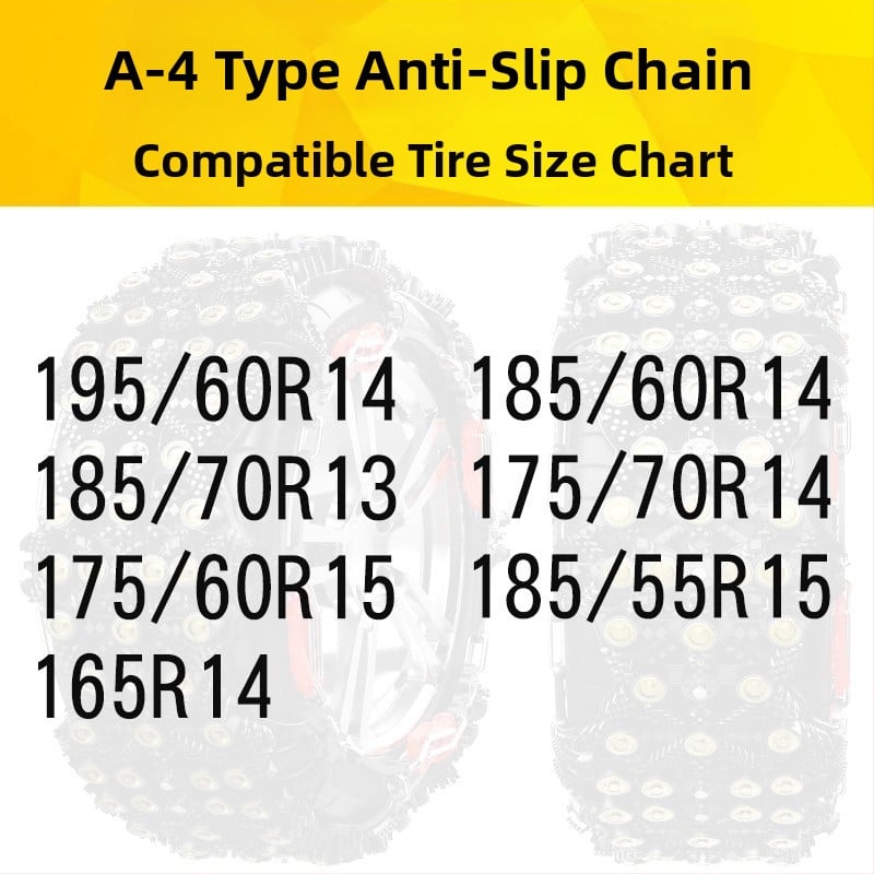 Junbang lanț universal antiaderent pentru anvelope auto, pentru autoturisme, sedanuri și SUV-uri — compatibil cu diferite specificații ale anvelopelor