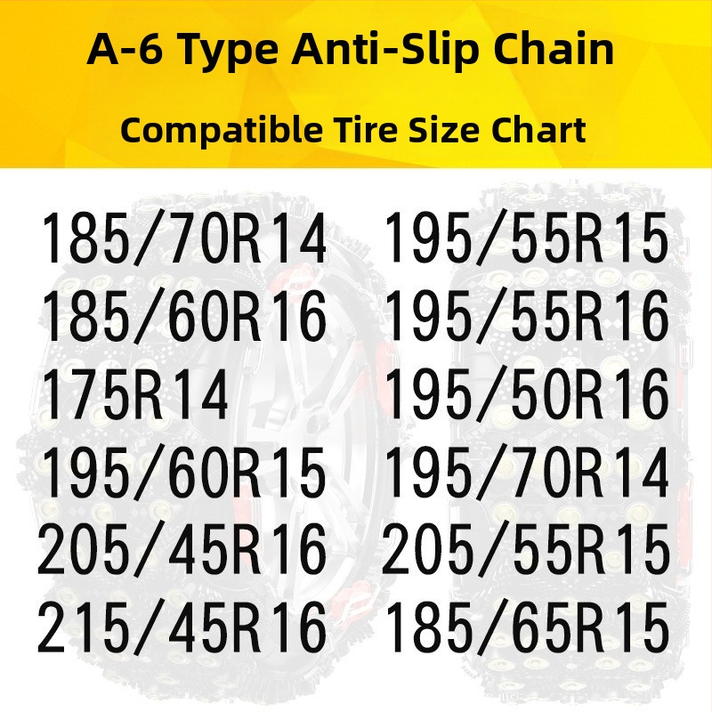 Junbang lanț universal antiaderent pentru anvelope auto, pentru autoturisme, sedanuri și SUV-uri — compatibil cu diferite specificații ale anvelopelor