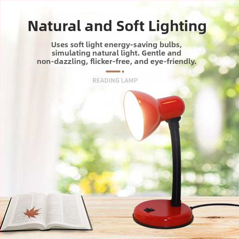 Študijná stolná lampa s držiakom na perá (CRI ≥95; kovové tienidlo; inteligentná regulácia; 220V; tlačidlový vypínač)