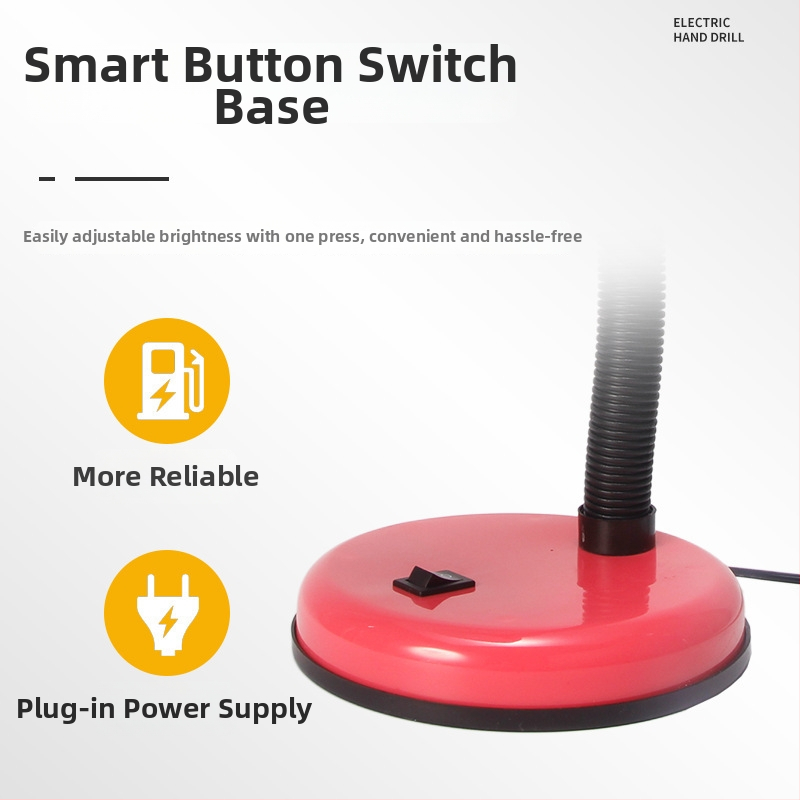 Študijná stolná lampa s držiakom na perá (CRI ≥95; kovové tienidlo; inteligentná regulácia; 220V; tlačidlový vypínač)