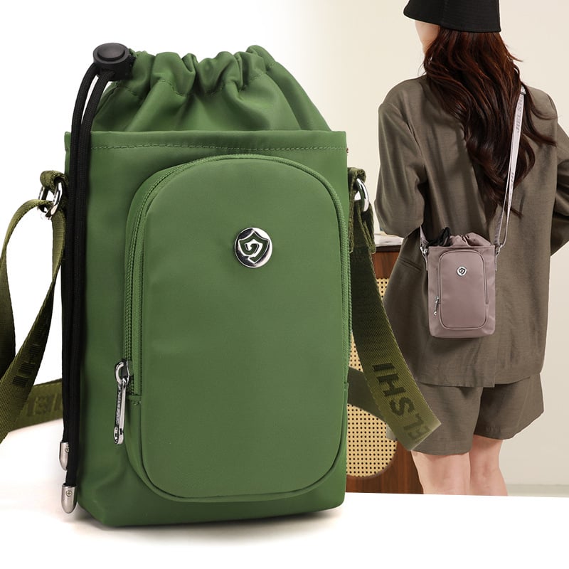 Μικρή τετράγωνη crossbody τσάντα (Νάιλον, Κλείσιμο με κορδόνι, Κατακόρυφος τετράγωνος σχήματος, Εσωτερική θήκη για κινητό, Με μία λουρί) – Άνοιξη 2025