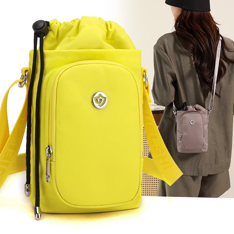 Μικρή τετράγωνη crossbody τσάντα (Νάιλον, Κλείσιμο με κορδόνι, Κατακόρυφος τετράγωνος σχήματος, Εσωτερική θήκη για κινητό, Με μία λουρί) – Άνοιξη 2025