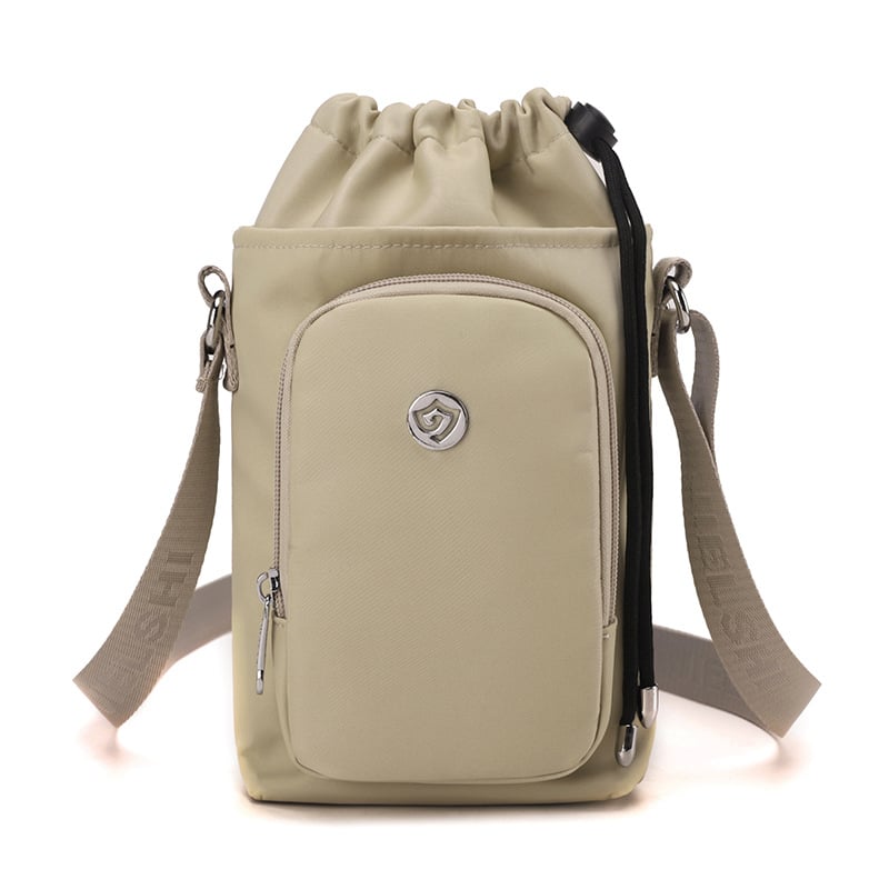 Μικρή τετράγωνη crossbody τσάντα (Νάιλον, Κλείσιμο με κορδόνι, Κατακόρυφος τετράγωνος σχήματος, Εσωτερική θήκη για κινητό, Με μία λουρί) – Άνοιξη 2025