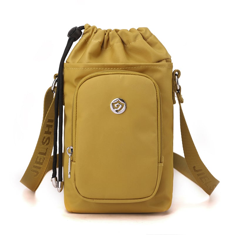 Μικρή τετράγωνη crossbody τσάντα (Νάιλον, Κλείσιμο με κορδόνι, Κατακόρυφος τετράγωνος σχήματος, Εσωτερική θήκη για κινητό, Με μία λουρί) – Άνοιξη 2025