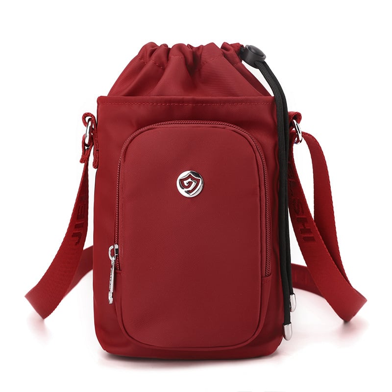 Μικρή τετράγωνη crossbody τσάντα (Νάιλον, Κλείσιμο με κορδόνι, Κατακόρυφος τετράγωνος σχήματος, Εσωτερική θήκη για κινητό, Με μία λουρί) – Άνοιξη 2025