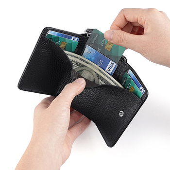 Portofel RFID - Piele naturală, primul strat de piele de vițel; stil urban simplu; model KB100; protecție RFID anti-fraudă