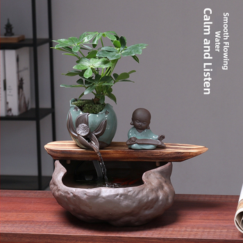 Kézzel készített kerámia Feng Shui kerék dísz – áramló víz, vagyonhoz vonzó, glazúrozott, új kínai stílus, Lotus márka