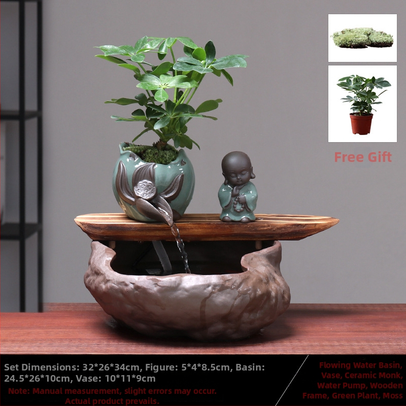 Kézzel készített kerámia Feng Shui kerék dísz – áramló víz, vagyonhoz vonzó, glazúrozott, új kínai stílus, Lotus márka