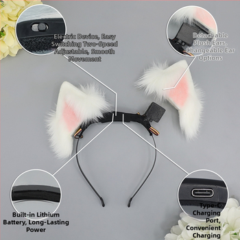 Лента за глава с котешки уши – плюшена материя, ръчна изработка, карикатурен стил, унисекс