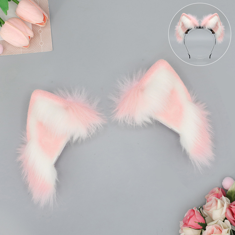 Лента за глава с котешки уши – плюшена материя, ръчна изработка, карикатурен стил, унисекс