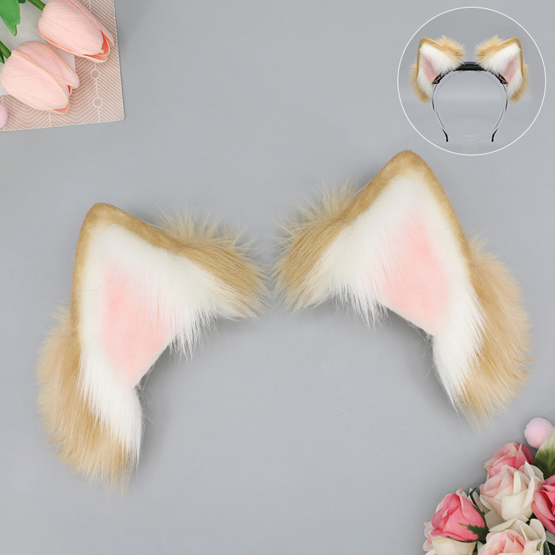 Лента за глава с котешки уши – плюшена материя, ръчна изработка, карикатурен стил, унисекс