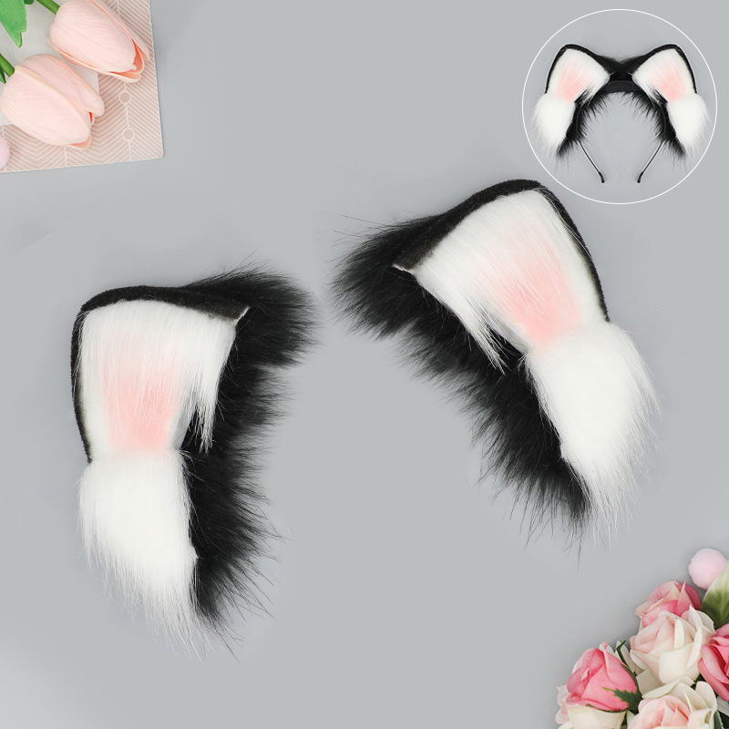 Лента за глава с котешки уши – плюшена материя, ръчна изработка, карикатурен стил, унисекс