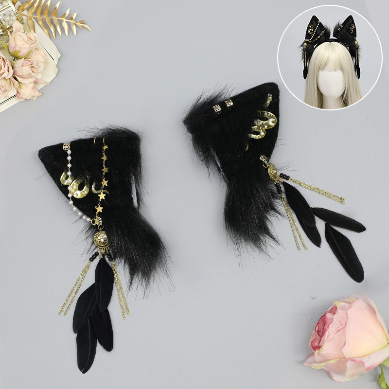 Лента за глава с котешки уши – плюшена материя, ръчна изработка, карикатурен стил, унисекс