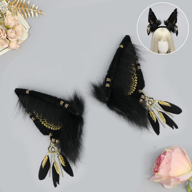 Лента за глава с котешки уши – плюшена материя, ръчна изработка, карикатурен стил, унисекс