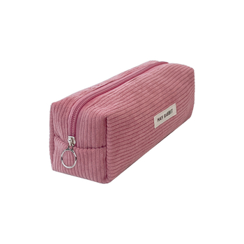 Penar pentru creioane și depozitare rechizite — Corduroy, formă pătrată orizontală, fermoar, căptușală din pânză, buzunar pentru telefon